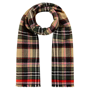 Plaid Scarf with Raw Edge