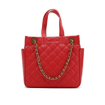 Diamond Pattern Quilted Chain Shoulder Strap Tote