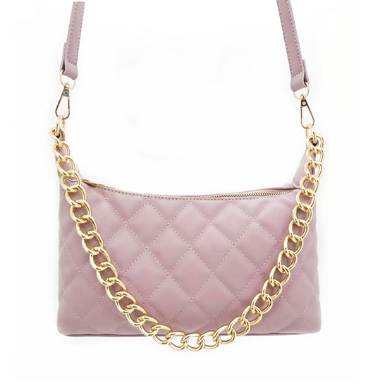 Diamond Pattern Quilted Chain Crossbody