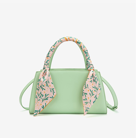 Floral Printed Scarf Detail handle Satchel