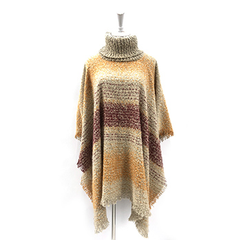 Recycled  Poncho With Collar