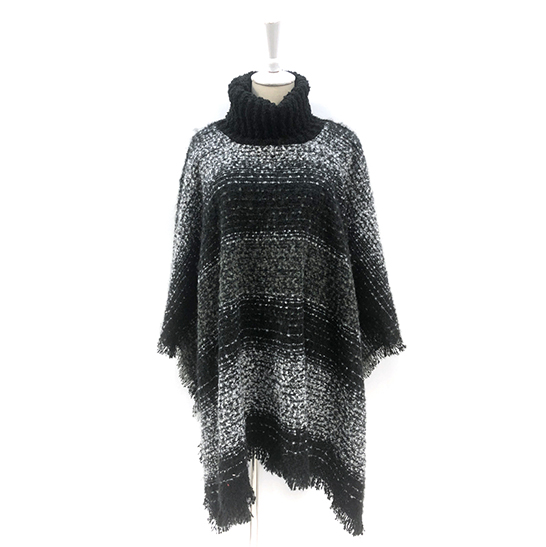 Recycled  Poncho With Collar