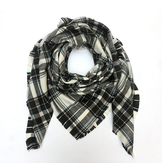 Recycled Lightweight Check Square Scarf