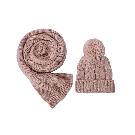 Cable Knit Hat and Scarf Set