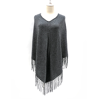Knitted Poncho with Tassel