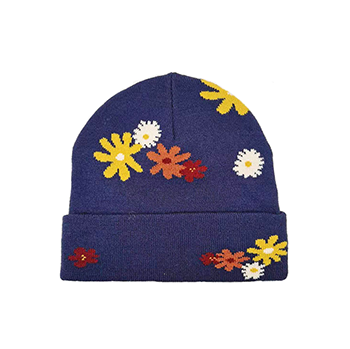Knitted Floral Jacquard Beanie