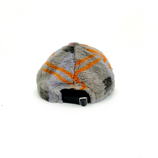 Plaid Faux Fur Baseball Cap