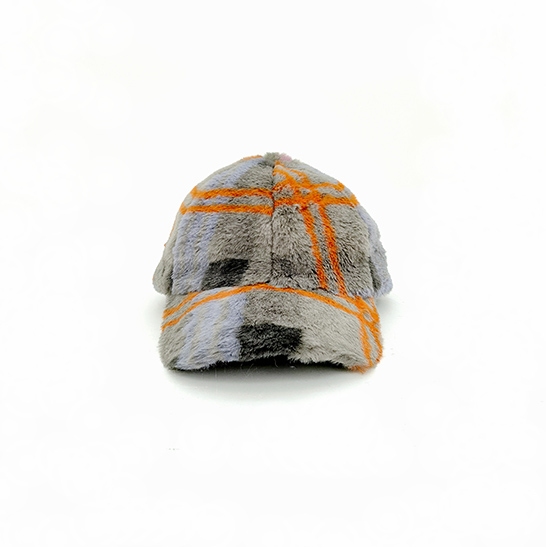 Plaid Faux Fur Baseball Cap