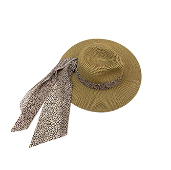 Leopard Print Bow Decor Straw Hat