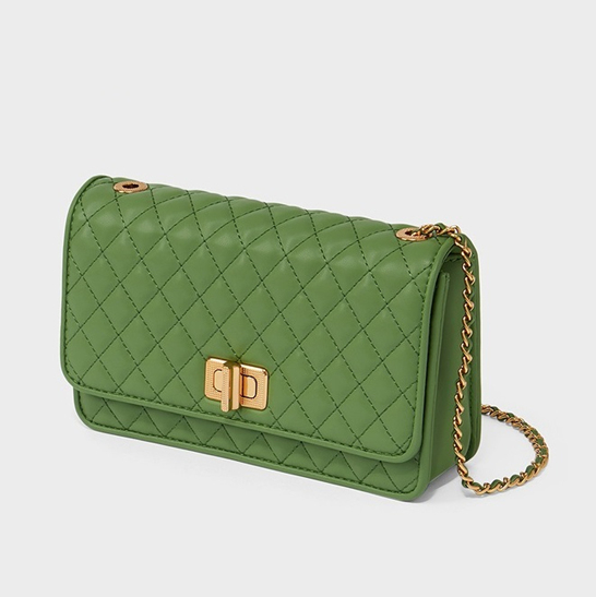 Metal Chain Diamond Pattern Quilted Crossbody