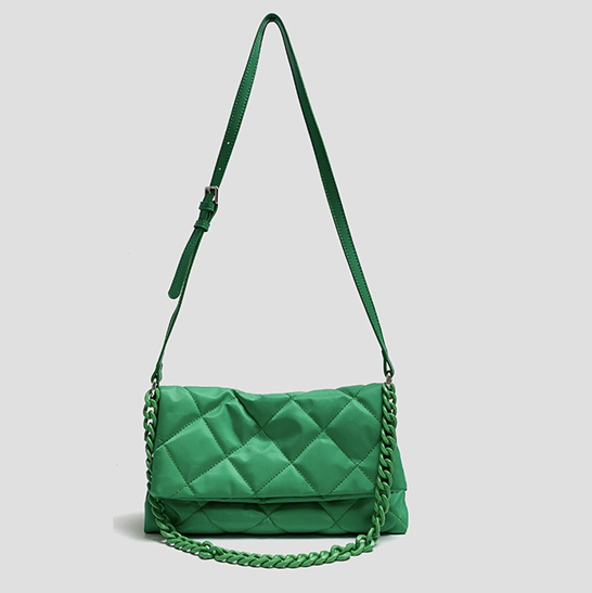 Acrylic Chain Fashion Quilted Nylon Bag