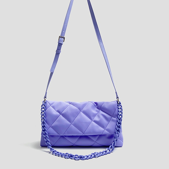Acrylic Chain Fashion Quilted Nylon Bag