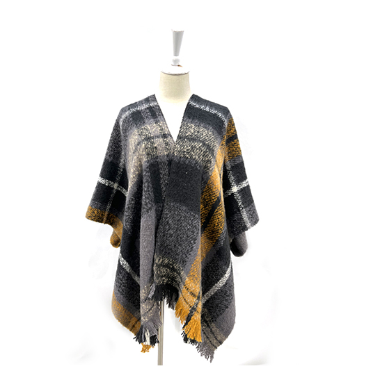 Woven Check Poncho