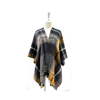 Woven Check Poncho