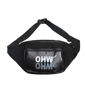 PVC Front Zipper Pocket Nylon Waist Bag with Fluorescent Letter