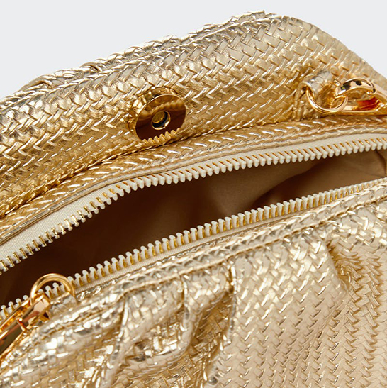 PU Braided Metallic Crinkled Clutch