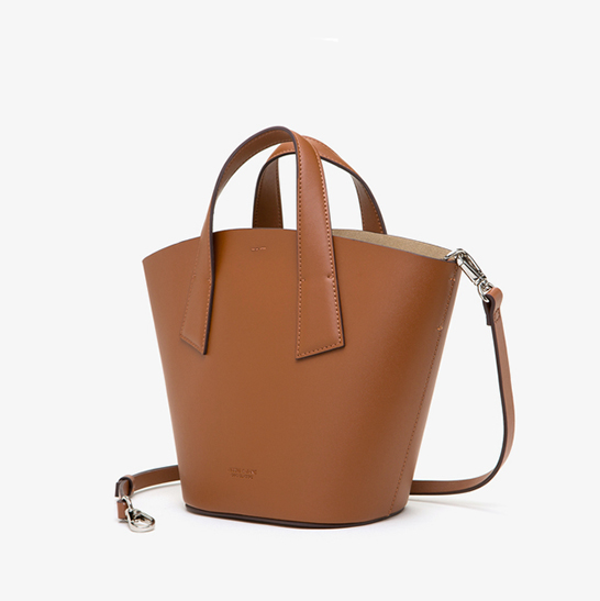 Leather Crossbody Bucket Tote Bag