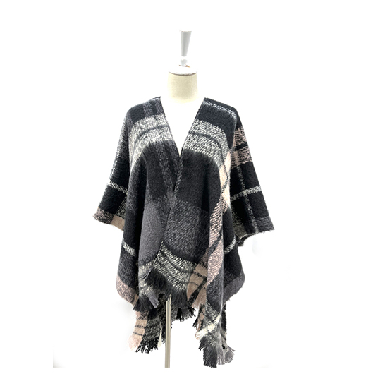 Woven Check Poncho