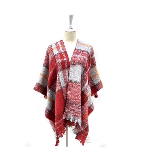 Woven Check Poncho