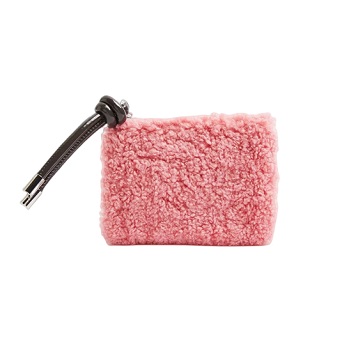 Knotted PU Puller Half Teddy Fake Fur Half PU Leather Wallet