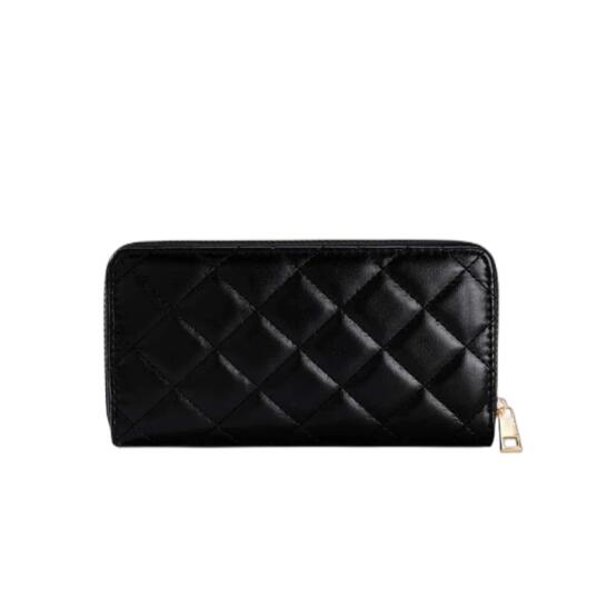 Rivet Decor Rhomboid Quilted Long Wallet