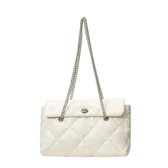 Rhomboid Quilted Shoulder Bag with Chain Shoulder Strap