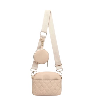 Quilted front slip pocket crossbody with detachable purse