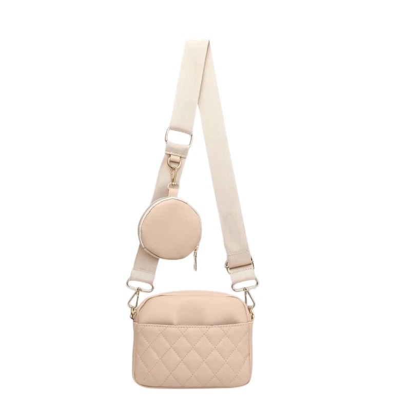 Quilted front slip pocket crossbody with detachable purse