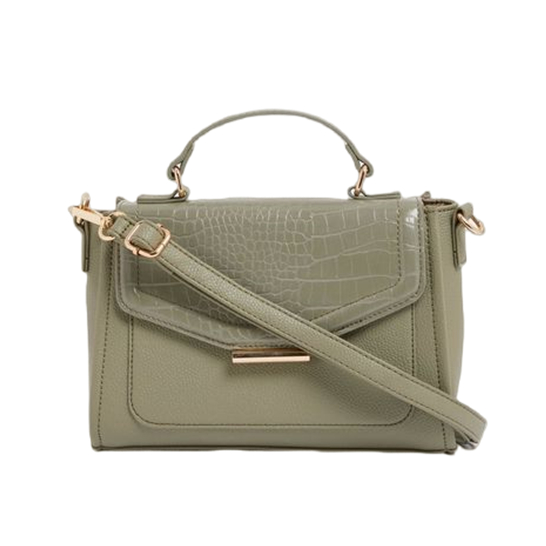 Croc Decor Flap Crossbody Bag with Handle