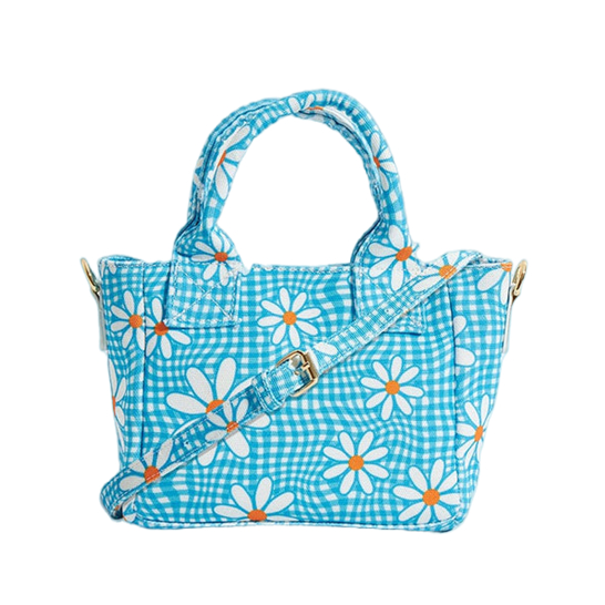 Daisy Check Swirl Print Crossbody Bag with Handle