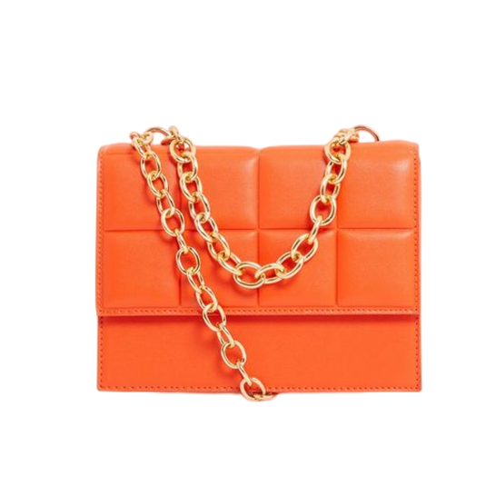 Check Quilted Chain Shoulder Strap Flap Bag with Magnet Buckle