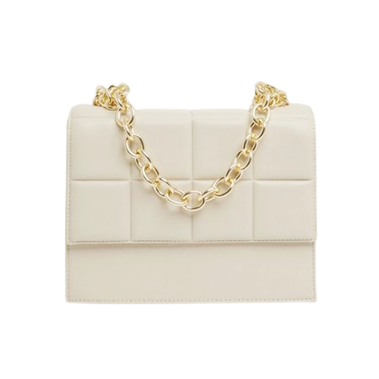 Check Quilted Chain Shoulder Strap Flap Bag with Magnet Buckle