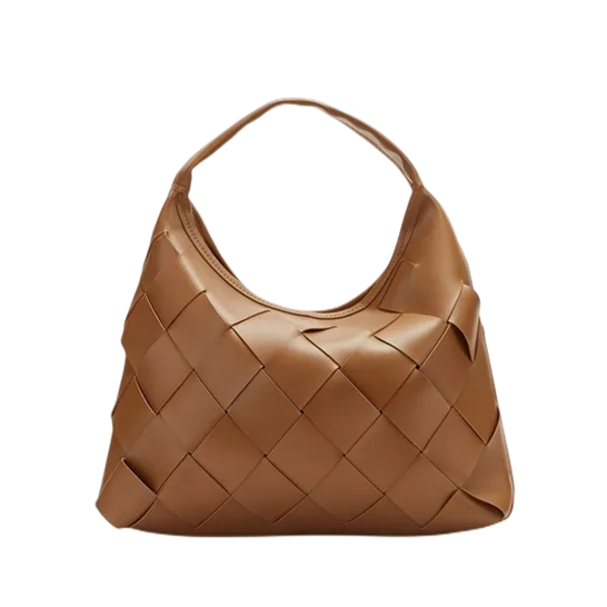 Rhomboid PU Woven Shoulder Shopper Bag