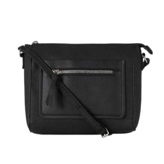 Retro Style Zipper Closure Front Pocket Crossbody Bag