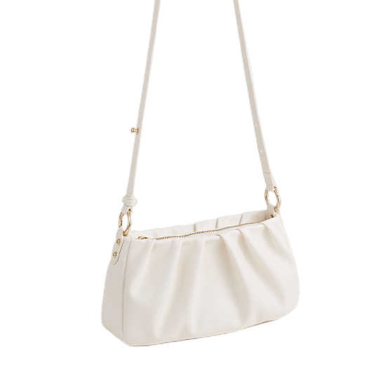 PU+Acrylic Chain Shoulder Strap Ruffle Crossbody Bag