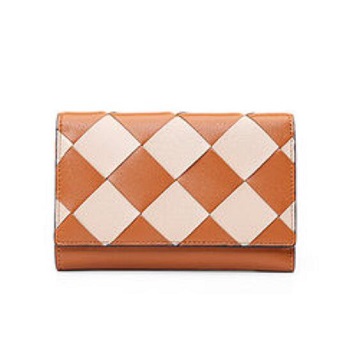 Contrast Color Diamond Patterned Folding Wallet