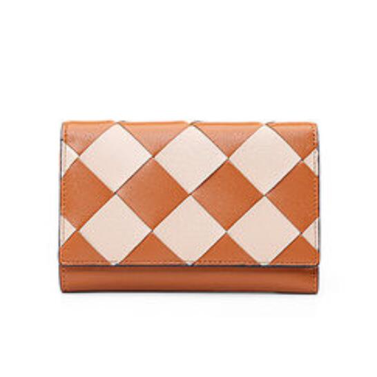 Contrast Color Diamond Patterned Folding Wallet