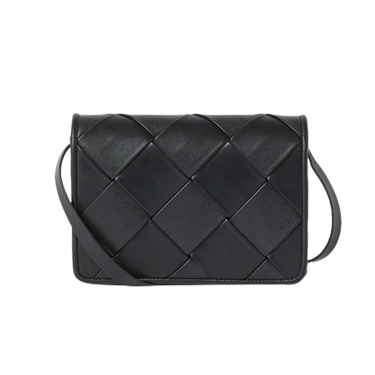 Diagonal Quilted Magnet Buckle Flap Crossbody Bag