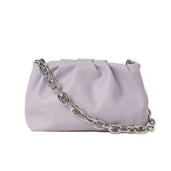 Ruffle Shoulder Bag with Chain Shoulder Strap