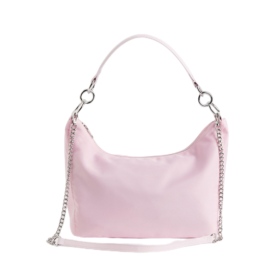 Simple Style PU+Chain Shoulder Strap Nylon Bag with Handle