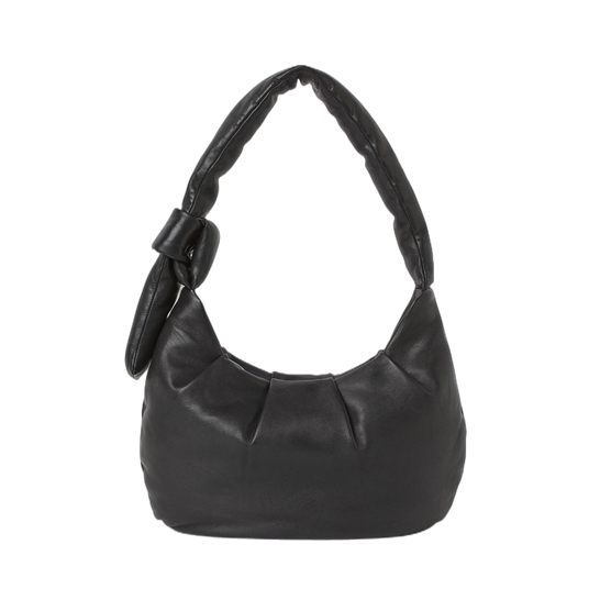 Knotted handle Leather Ruffle Shoulder Bag
