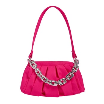 Ruffle Shoulder Bag with Chain