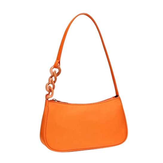 Loop Chain Shoulder Strap Nylon Baguette Shoulder Bag