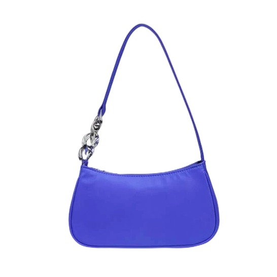 Loop Chain Shoulder Strap Nylon Baguette Shoulder Bag