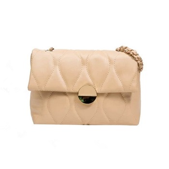 Geometry Quilted Magnet Buckle Flap Shoulder Bag with Metal Chain