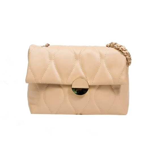 Geometry Quilted Magnet Buckle Flap Shoulder Bag with Metal Chain