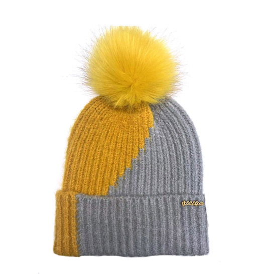 Stretch Yarn Intarsia Contrast Knit Hat