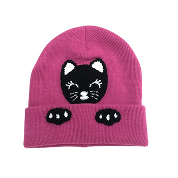 Pink Cat Knitted Hat