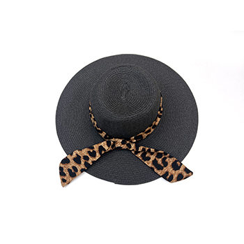 Black Leopard Straw Hat