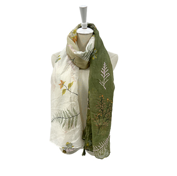 Woven Print Scarf With Natural Elements